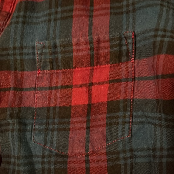 Tommy Hilfiger M Burgundy, Blue Plaid Popover Long Sleeve Shirt - Picture 3 of 5